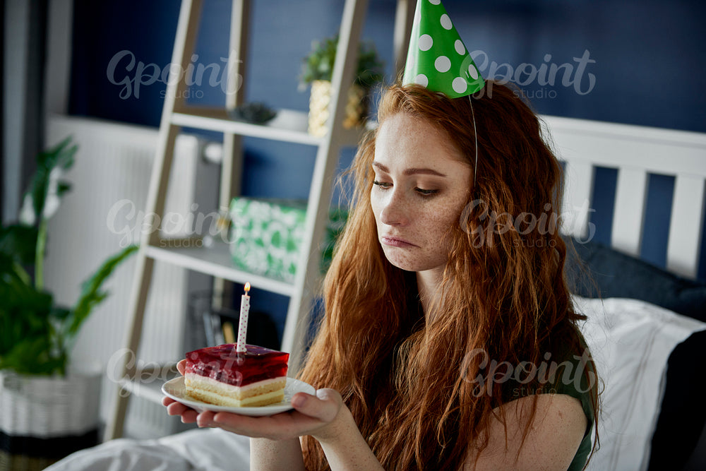 Sad woman lonely at her birthday