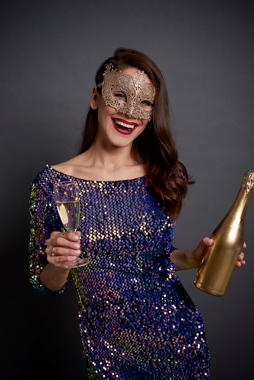 Woman toasting to good new year