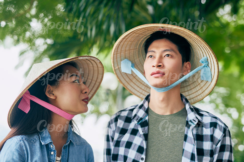 Young Vietnamese couple spending time together outdoors