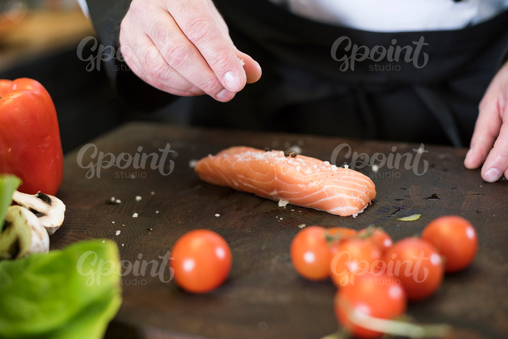 Sea salt is perfect for the salmon
