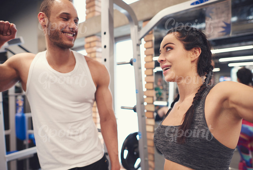 Couple having rest at health club