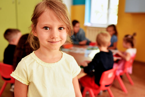 Smiling child in the preschool