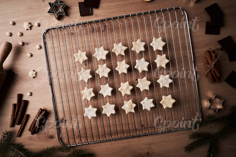 Top view of star shaped cookies