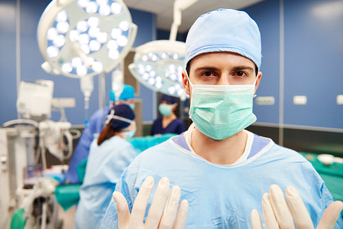 Portrait of male surgeon at operating room