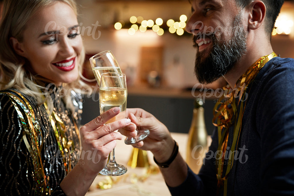 Close up of couple in love celebrating the New Year