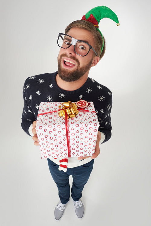 Man happy to give this big present