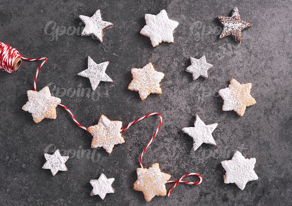 Star shaped gingerbread cookies on the table