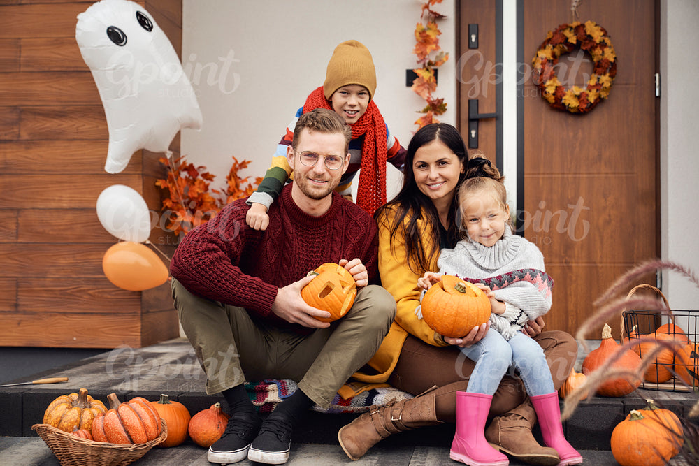 Portrait of family in Halloween 