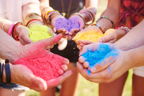 Music festival with colour powders