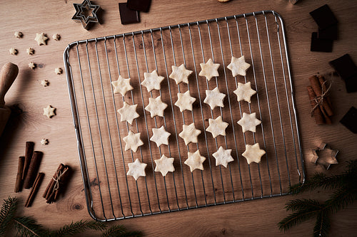 Top view of star shaped cookies