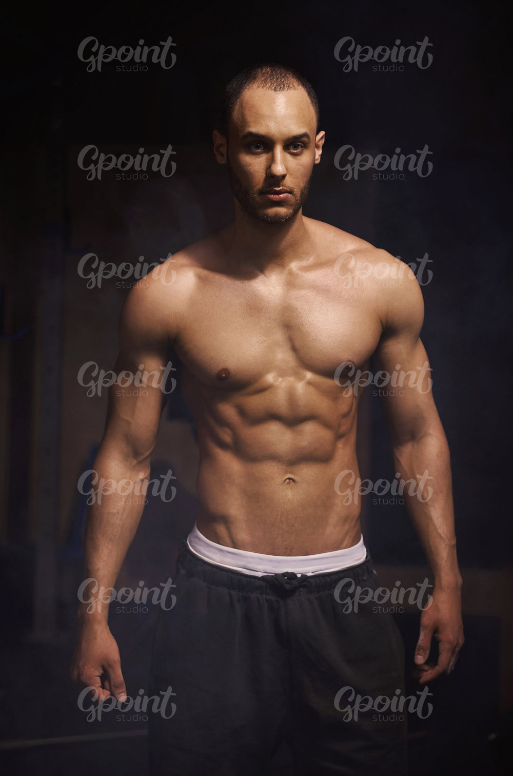 Studio shot of man prepared for gym session