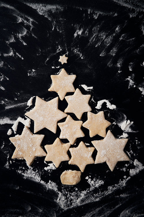 Star shaped cookies creating Christmas tree