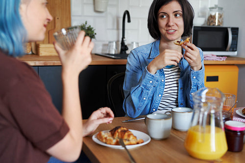Two women during breakfast together