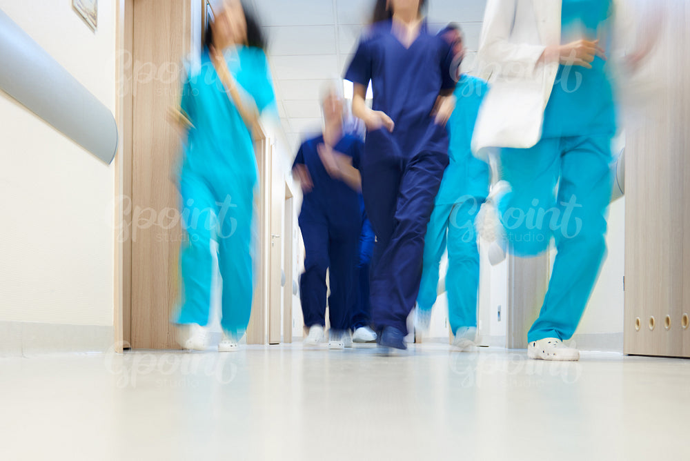 Team of doctors in a great hurry