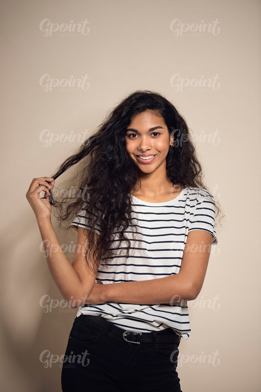Portrait of beautiful and smiling woman