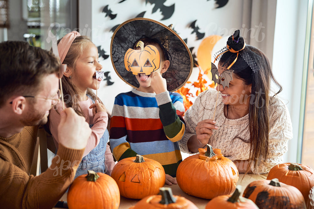 Family spending time together during the Halloween 