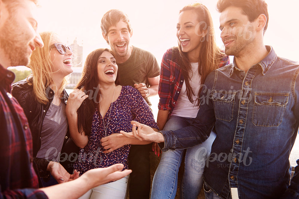 Group of people spending joyful time together