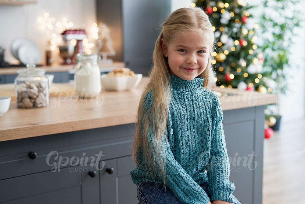 Portrait of girl in the kitchen during Christmas