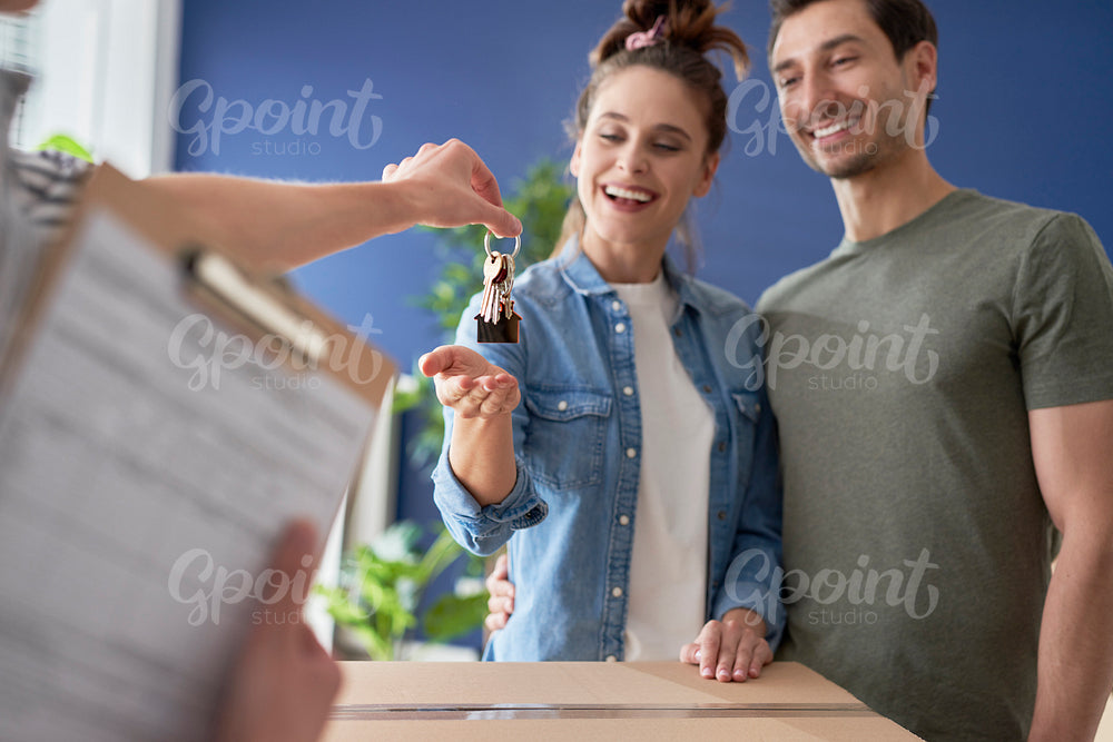 Couple finally getting home keys