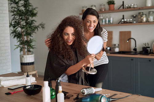 Women starting hair beauty treatments at home