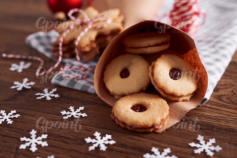 Delicious cookies with marmalade for Christmas