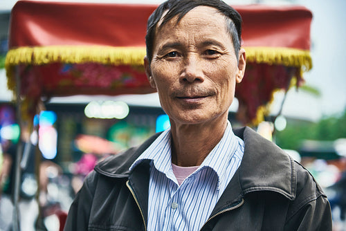 Horizontal portrait of Vietnamese mature man