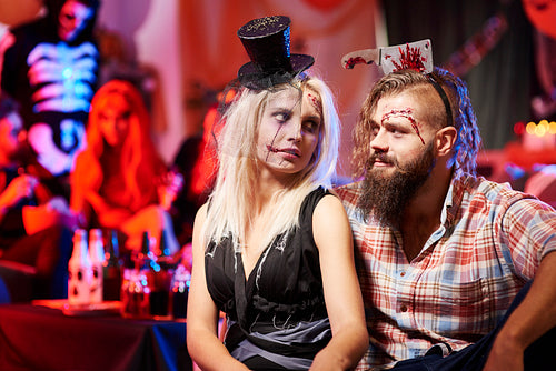 Scary couple at halloween party