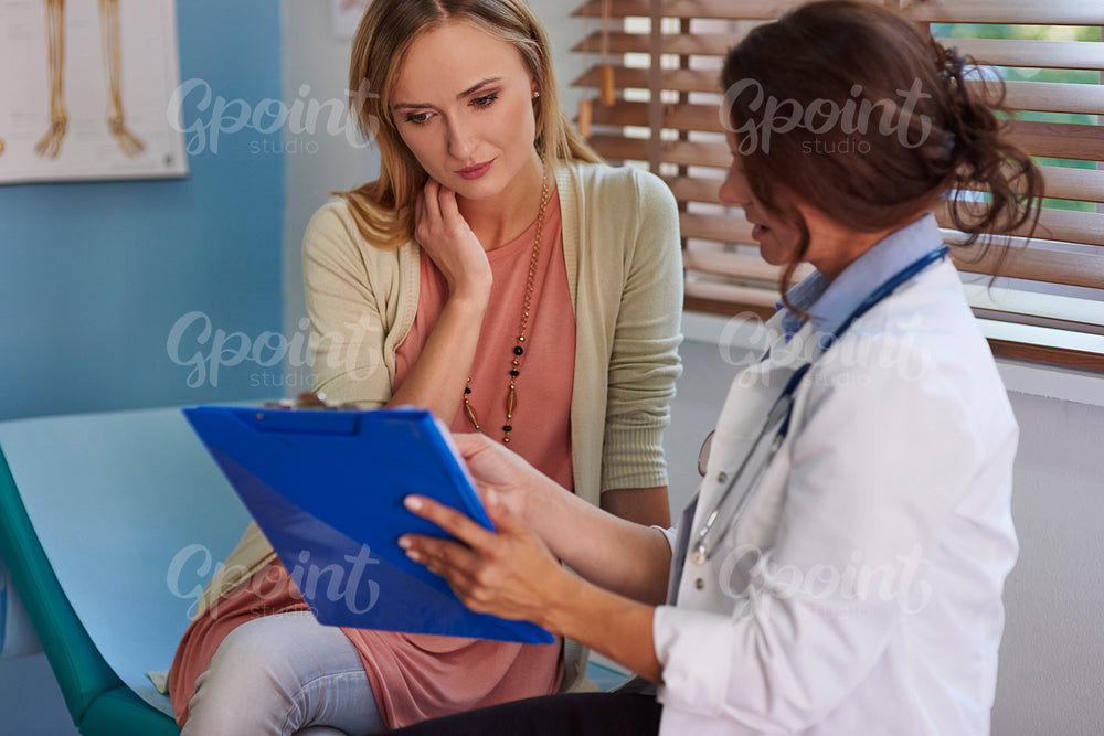 Woman at a routine visit at her doctor