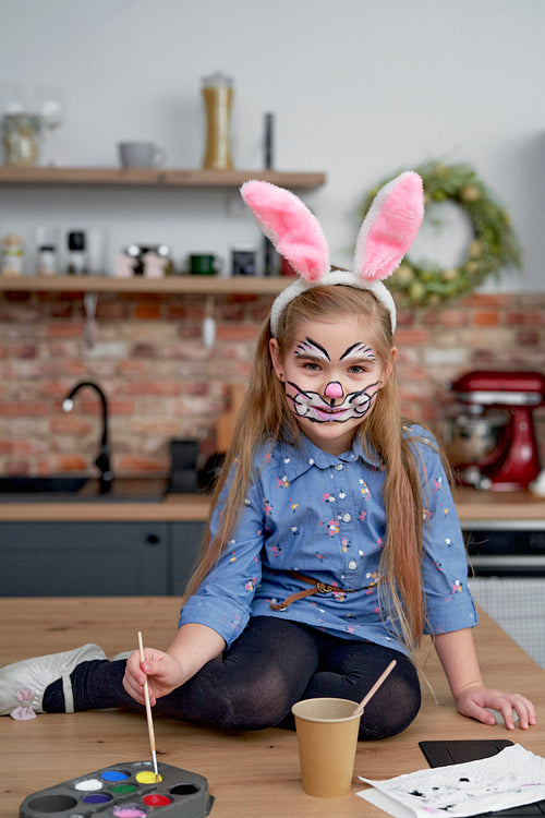 Portrait of girl dressed as an Easter Bunny