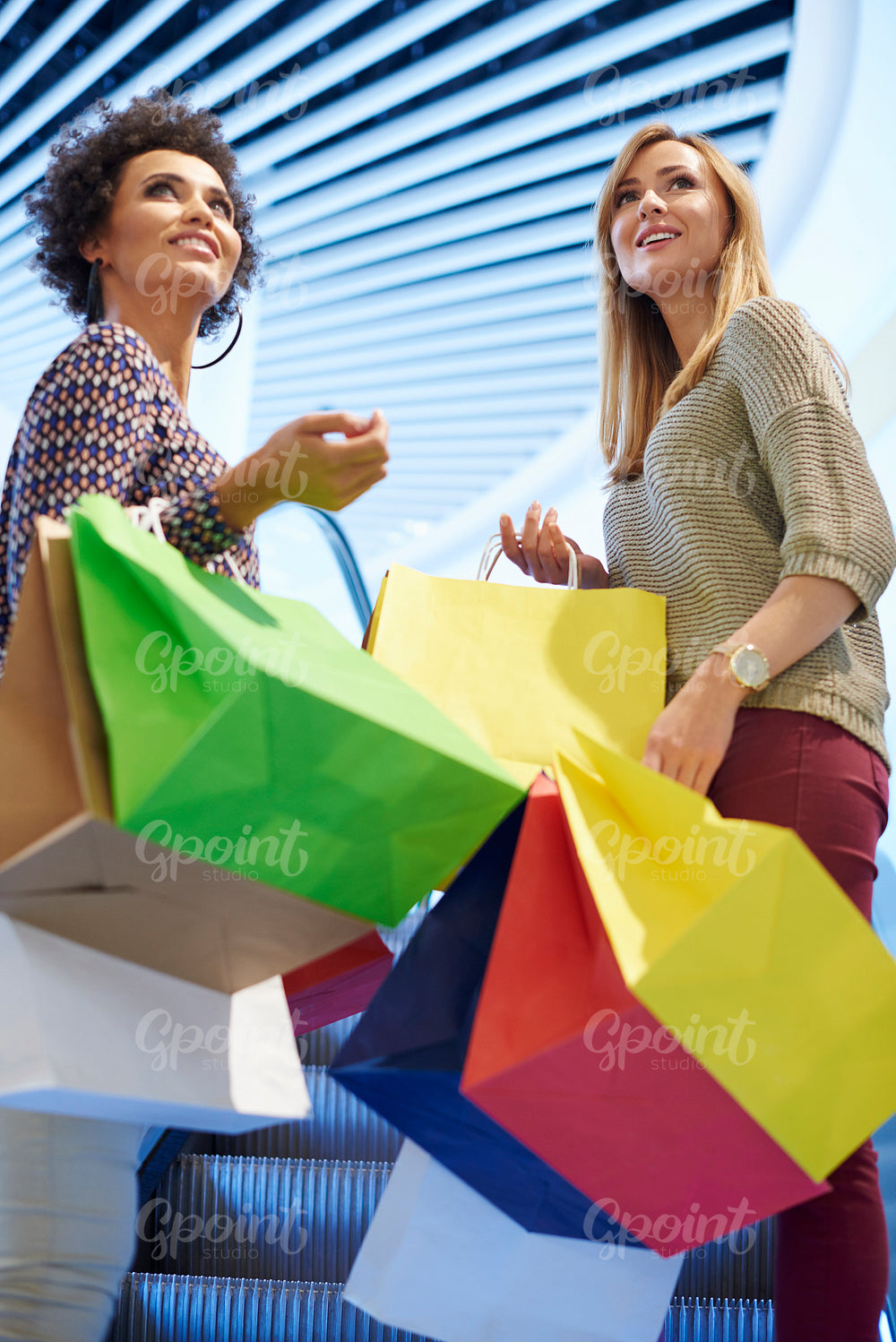 Low angle view at women during the shopping