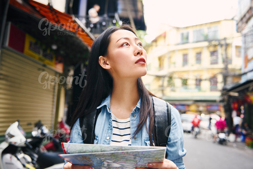 Woman looking perfect place for sightseeing