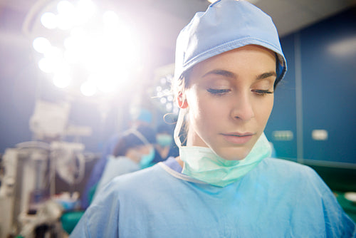 Worried and disappointment surgeon in operating room