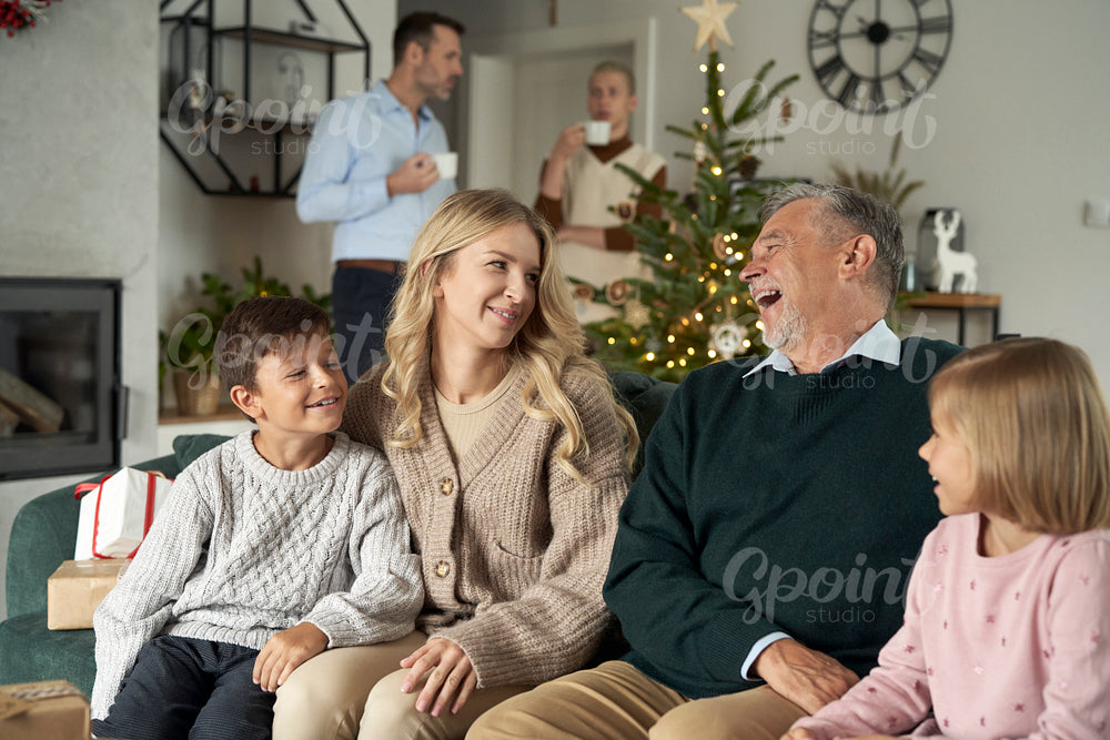 Family of different generation spending time on Christmas time