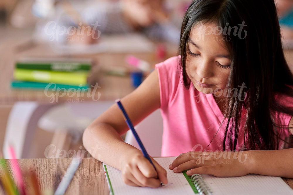 Student sitting at desk during lesson