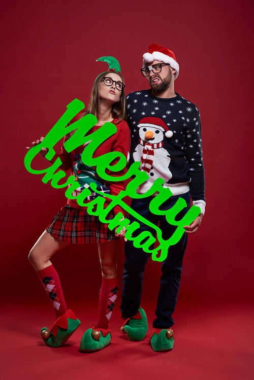 Nerd couple with the best wishes for Christmas