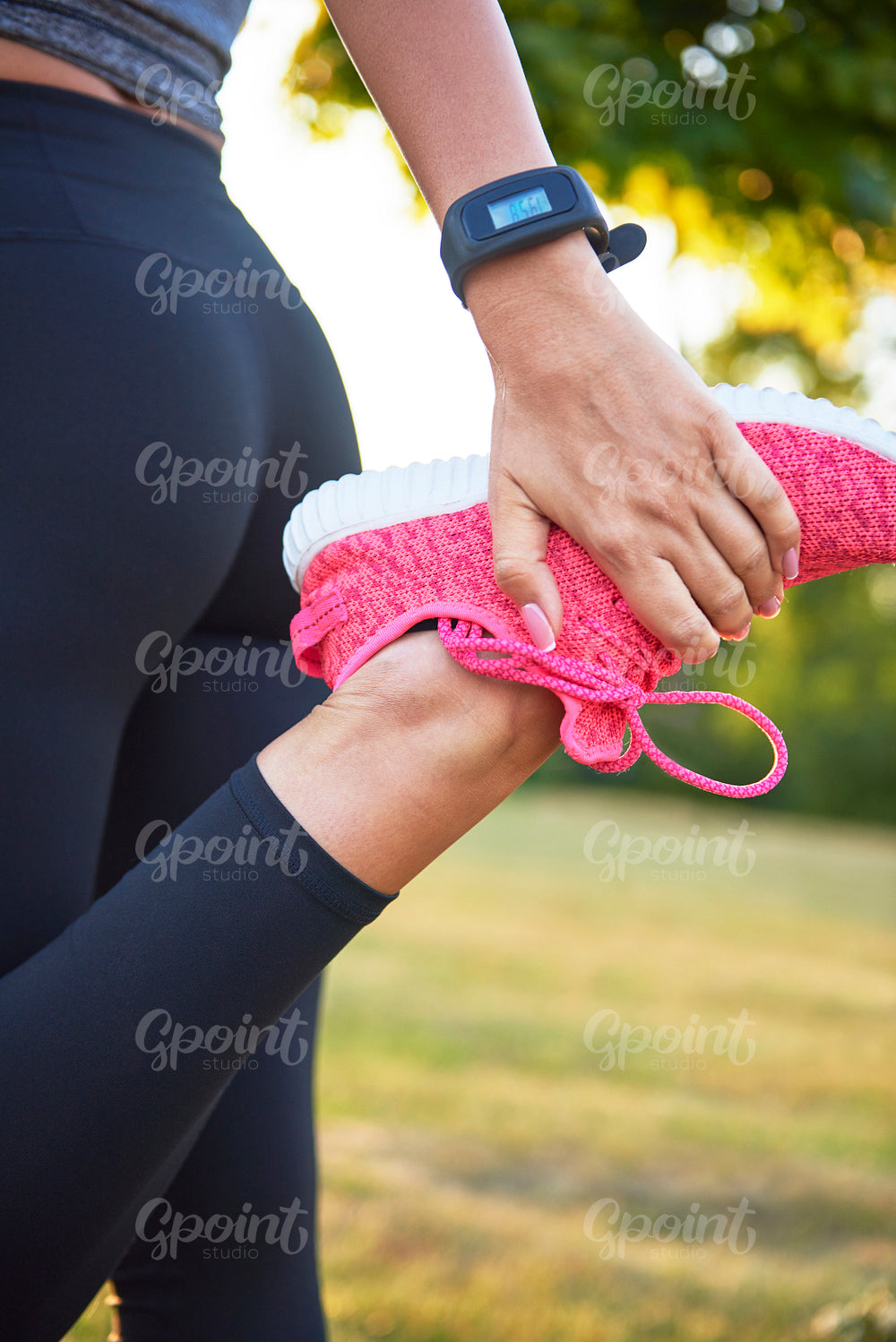 Woman warming up before running