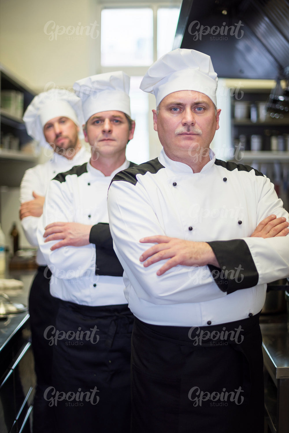 Chefs in the kitchen interior