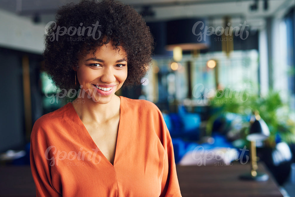 Portrait of beautiful african american woman in the office