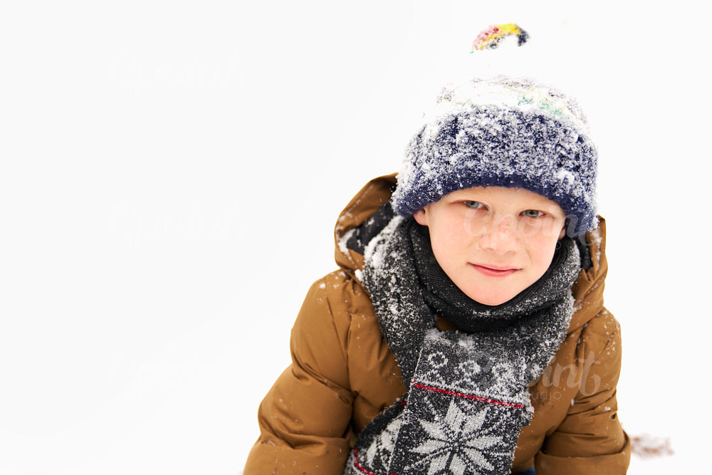 Portrait of little boy in winter 