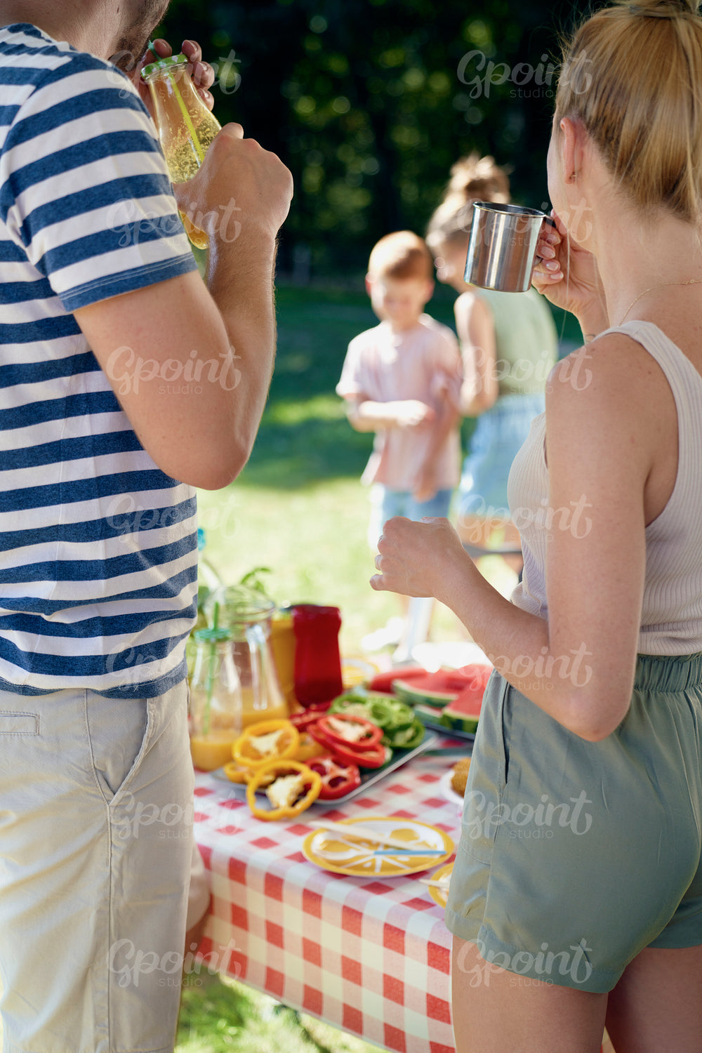 Vertical image of family at the camping