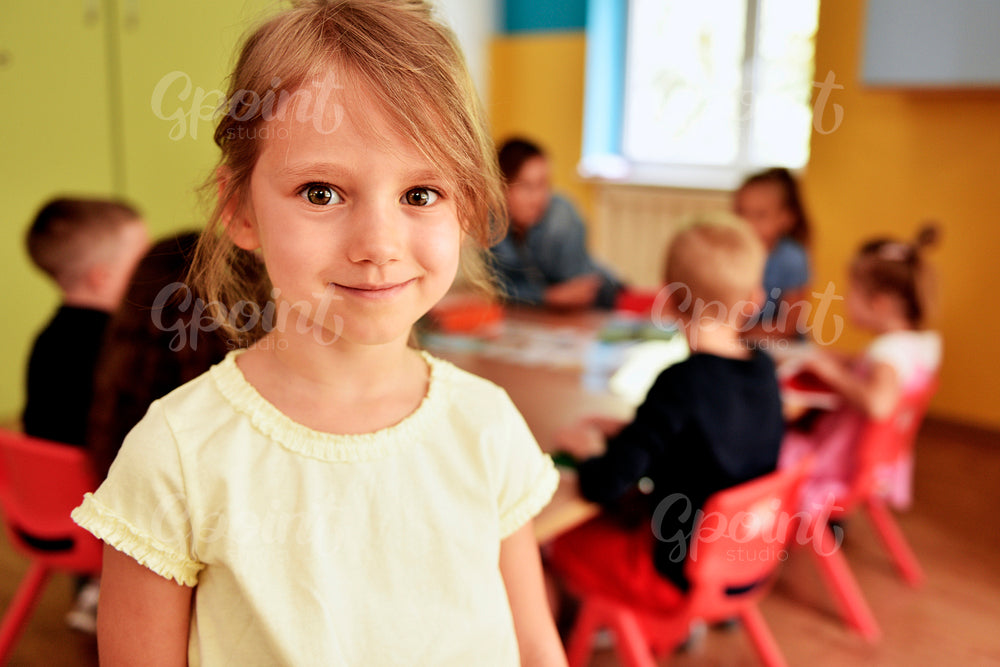 Smiling child in the preschool