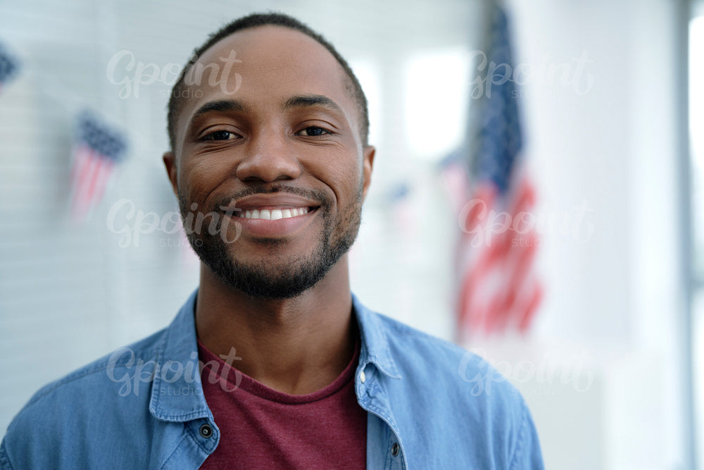 Portrait of black man in ballot place