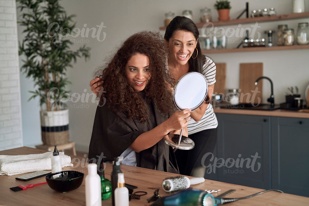Women starting hair beauty treatments at home