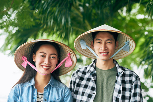 Portrait of Vietnamese couple looking at camera