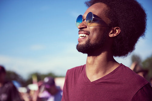 Close up of African man with sunglasses