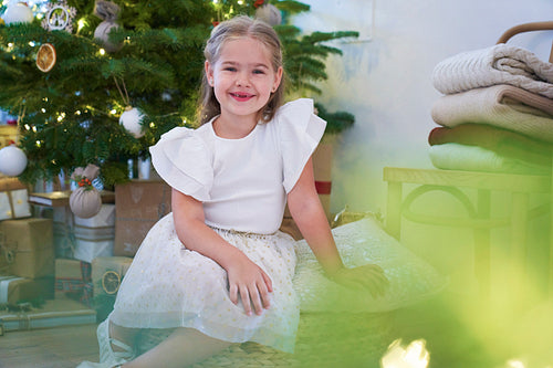 Portrait of cute little girl at the Christmas time