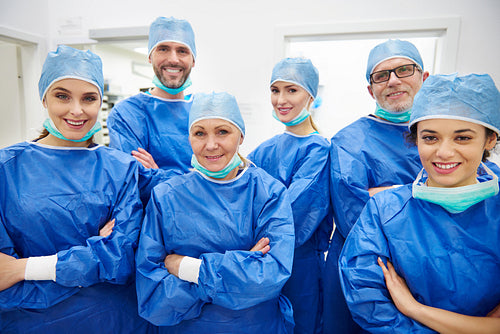 Team of cheerful and professional doctors