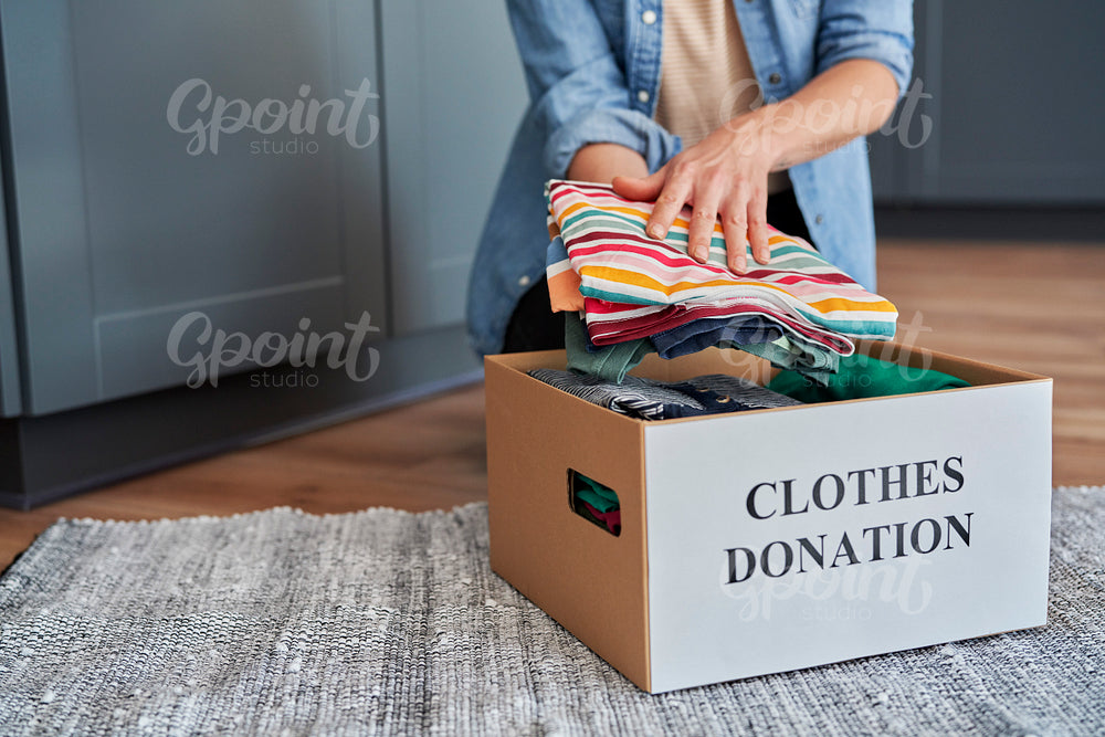 Useless clothes packed for donation