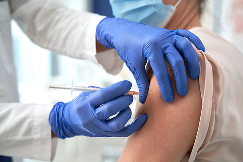 Close up of getting vaccinated