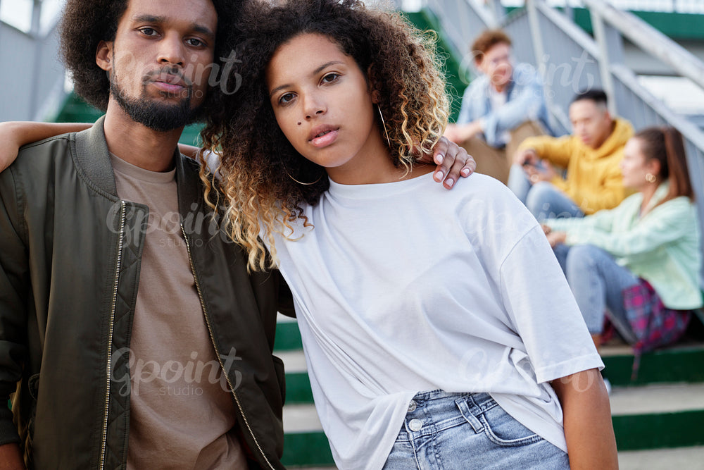 Portrait of young African couple outdoors